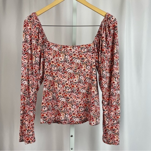 Handmade Large Floral Square Neck Puff Sleeve Retro Boho Cottagecore Crop Top - Picture 2 of 7